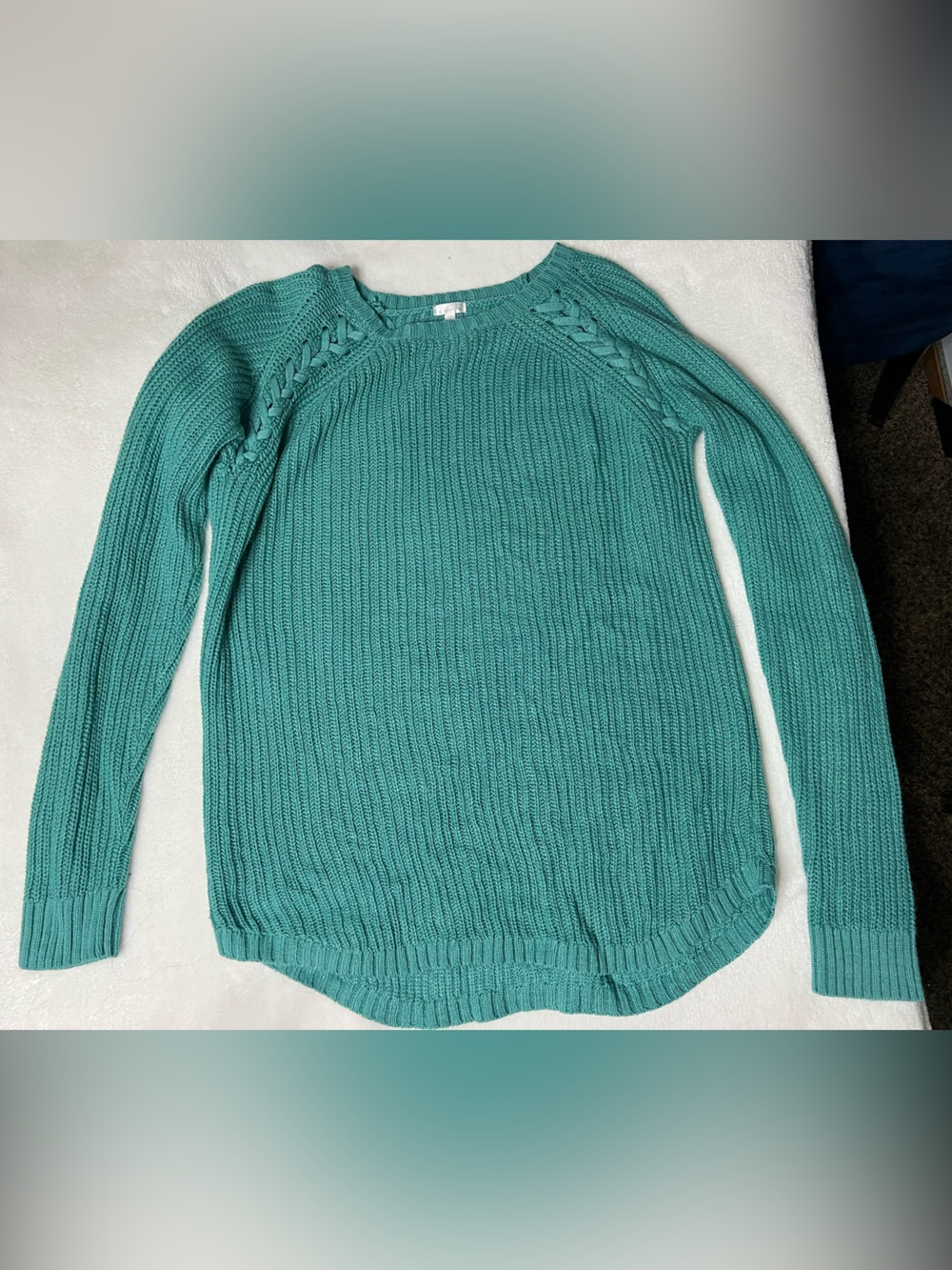Teal Cable-Accent Knit Sweater - for a girl
